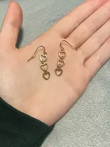 Dangly Gold Heart Earrings