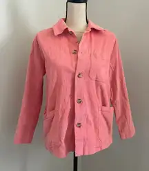 Corduroy Chore Coat sz XS Pink‎ Button Up Shacket Jacket Utility Soft Girl FRNCH