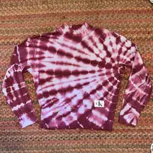 CALVIN KLEIN JEANS MOCK NECK RED & GREY TIE DYE SWEATSHIRT