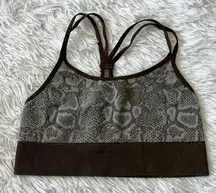 Spiritual Gangster Yoga Sports bra brown snakeskin pattern size XS/S NWOT