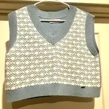 California Blue And White Sweater V-Neck Vest XS