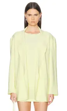 Norma Kamali Oversized Single Breasted Jacket in Butter Yellow Small New blazer