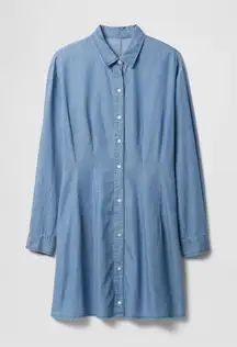 Gap blue medium wash denim fit and flare Y2K mini shirt dress