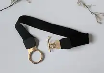 Gold Buckle Nylon Black Elastic Women’s Waistband Belt
One Size‎