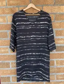 Vince 100% Silk Striped V-Neck Tunic Dress xs