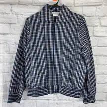Petites by par  plaid full zip jacket w/elastic cuffs & waistband L