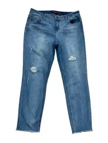 Kenneth Cole New York MidRise Distressed Jess Skinny Jeans Size 12