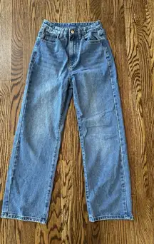 Cider High‎ Rise Straight Leg Medium Wash Cotton Jeans Denim Size XXS 90s Style