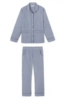 Lake two piece Poplin Piped Pants Set striped blue white size large