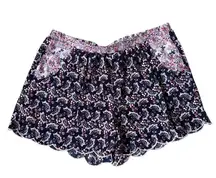 Heartsoul blue floral scalloped casual leisure sleep shorts women's size small