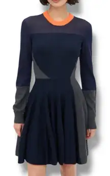 Alexander Mcqueen MCQ Wool Paneled Knit Mini Skater Dress‎ NWT Sz S