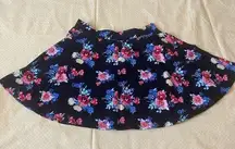 Sonoma Black Floral Skater Mini Skirt