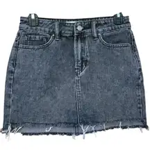 PacSun Black‎ Denim Mini Skirt Punk Emo Goth Rocker Biker Y2K 90s Festival Sz 23