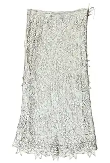 Silken Poetry Hand Crochet 100% Silk Lace Maxi Skirt Beige Size S Boho Beach