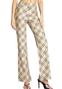 I.Am.Gia Carmel Wavy Plaid Preppy Academia Career Flare Leg Trousers S