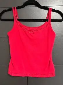 Cutesie Red Double Strap Layered Lace Trim Tank Top Cami Sz XXS EUC