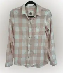 SO Pink and Creamy White Plaid Button Down Shirt Size S NWOT