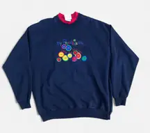 Vintage 90s Grandma Navy red cotton crewneck sweatshirt sweater My Grandkids Are Cute as Button Sz 2X