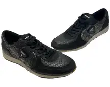 Ecco Shoes Women’s Black Sneaker Leather Danish Metallic Sneak Trainer Size 10
