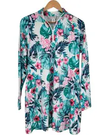 Tommy Bahama Tropical Palm Print Golf Tennis Active Dress size Large Long Sleeve