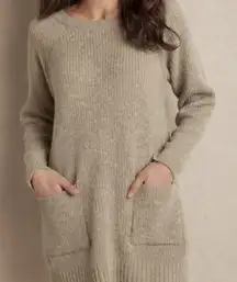 Soft Surroundings Women's Ribbed Chenille Tunic Long Sweater Beige Tan Size M