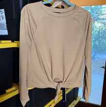 Forever 21 Camel Brown Long Sleeve Women's Tie Thin Sweatshirt Top Size Small