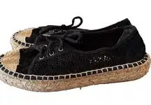 Diane Von Furstenberg Women's Black Espadrille Lace Up Shoes Sneakers SZ 8 38