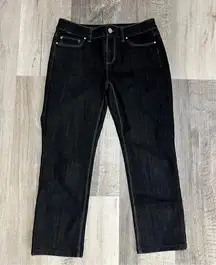 WHBM Black Jeans Blanc Crop Leg Size 2 Embroidered Soft Goth Whimsygoth