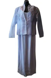 Ever Beauty Lilac 2-Pieces Gown Formal Mother Wedding Maxi Dress size 12