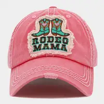 New Boutique Womens Rodeo Mama Distressed Western Cowboy Ball Cap Hat