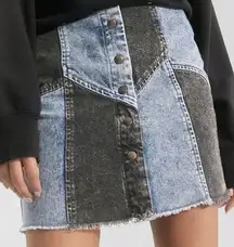 RAILS Oakwood Skirt Acid Patchwork Denim Blue Black Size 28