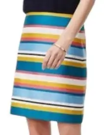 LOFT Women's Colorful Striped Pencil Skirt Size 4 Rainbow Summer Spring Preppy