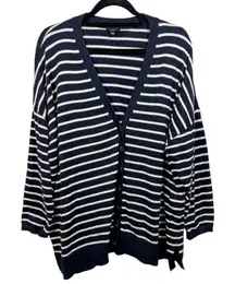 Talbots Striped Button‎ Down Cardigan Sweater Navy Size 3XP Nautical Preppy