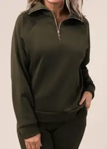 Dear Scarlett Large Olive Green Hamptons Quarter Zip Pullover NWT
