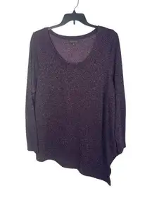 Lane Bryant Purple Sparkle 3/4 Sleeve Lightweight Asymmetrical Sweater 22/24