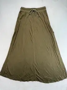 ATM‎ Drawstring Maxi Skirt Olive Green Casual Everyday Comfy S READ