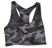 Z By Zella Women Large Camo Sports Bra Black Gray Racerback Moisture Wicking NWT