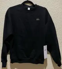 MNWT Alo Yoga Accolade Crew Neck Pullover Black Size XXS Oversized
