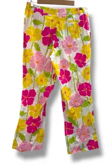 Vintage White Label‎ Lilly Pulitzer High Rise Straight Leg Floral Pants Sz 10
