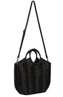 ULLA JOHNSON Women’s Amyris Black Woven Mini Tote Bag