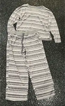 Nautica Women’s Size Large 2-Piece Soft Fleece Pajama Set Gray/White/Black