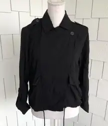 Jack by BB Dakota Women's Black Solid Always & Forever Cropped Trench Coat sz S