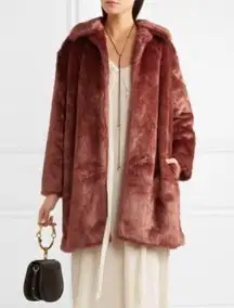 FRAME Faux Fur Coat In Spice Size Medium