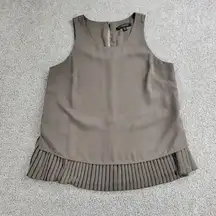 Banana Republic Womens Sleeveless Top Small Taupe Accordion Pleat-Hem Layered