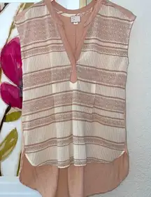 Anthropologie Postage Stamp Blush Pink Top Gauzy Casual Sheer Y2K