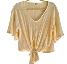Peach Love California Top Tie Front Cream Blouse Boho Tops