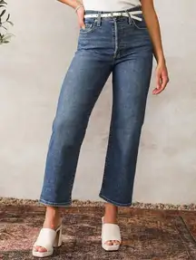 Levi’s Ribcage Straight Ankle Jeans in Summer Slide Medium Wash Crop Size 27 | 4