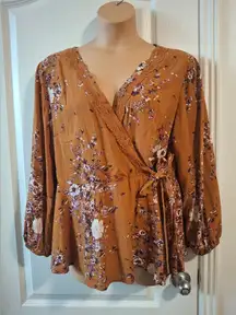 Maurices Sz 1X Floral Wrap Blouse