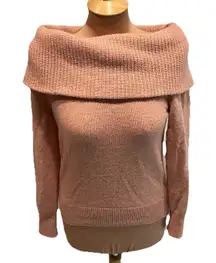 Uniqlo Sweater Pink Cowl Neck Wool Blend Coquette Cozy Feminine Romantic