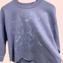 Vintage 80’s lovely lavender raw hem dragonfly wide sleeve sweatshirt soft